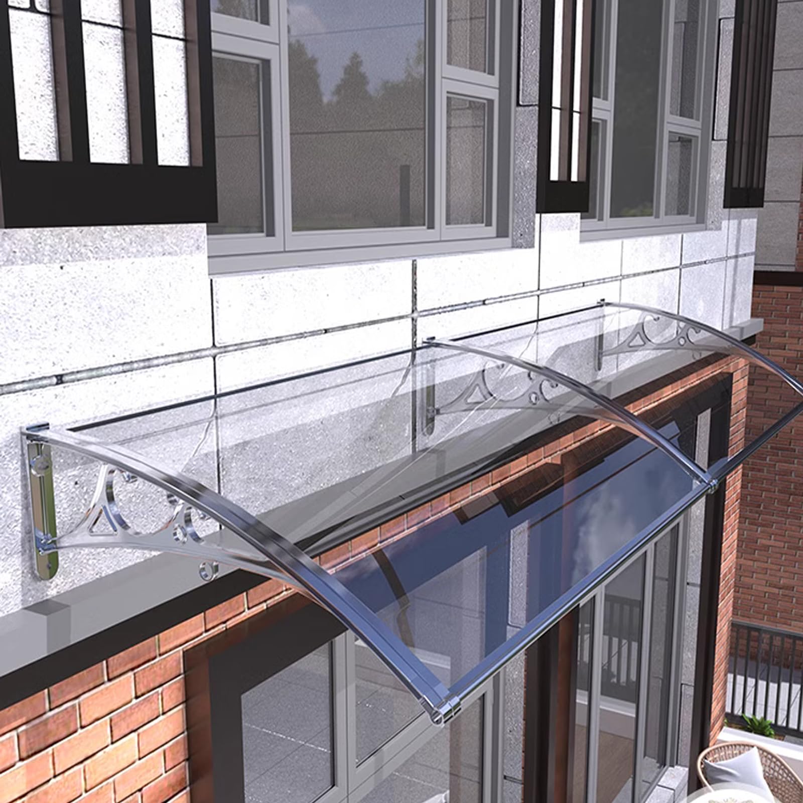 Auvent extérieur pour porte d'entrée et fenêtre en polycarbonate 120cm