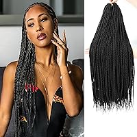 Vista 30 de 8 paquetes de trenzas de ganchillo para mujeres negras de 18 pulgadas, trenzas de caja de ganchillo preenrolladas para mujeres negras, extensiones