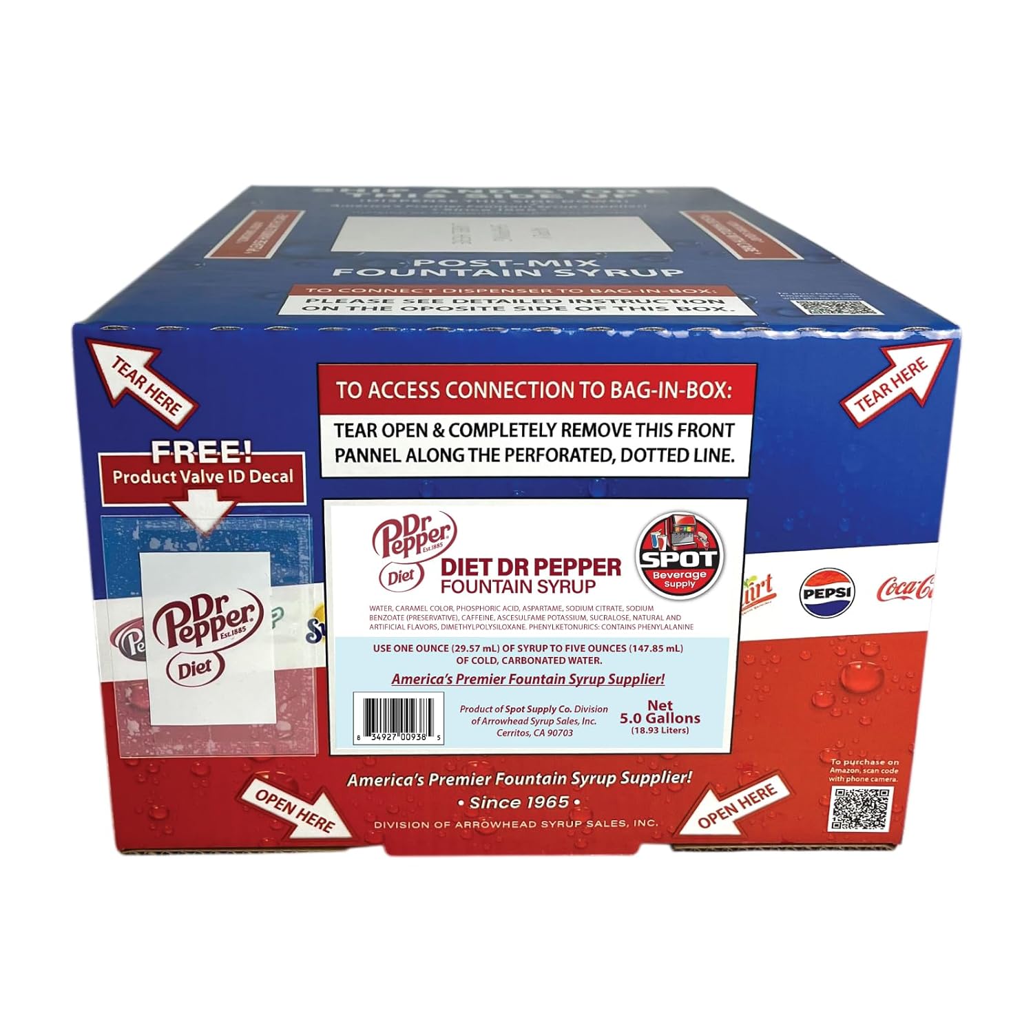 Spot Beverage Premium Name Brand Fountain Syrups 5-Gallon Bag-in-Box (DIET DR PEPPER)