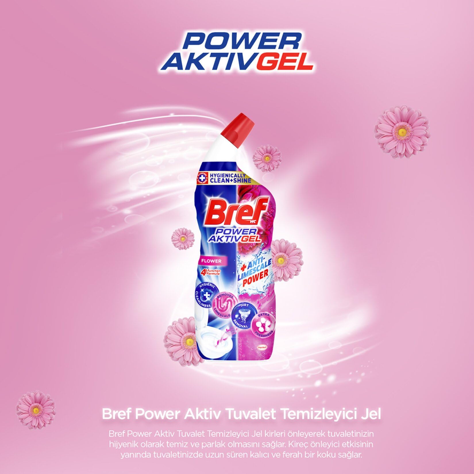 Bref WC Power Aktiv Jel Çiçek Kokulu Tuvalet Temizleyici 1 x 700 ml, Jel Çiçek 700 ml