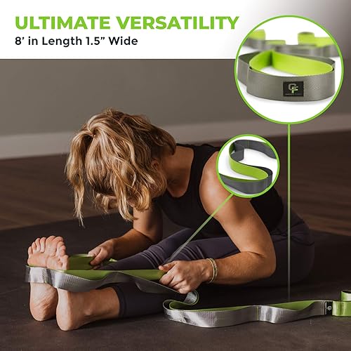 Miniatura 5 de Gradient Fitness Stretching Strap for Physical Therapy 12 Multi-Loop Stretch Strap 15 W x 8 L Neoprene Handles Physical Therapy Equipment Yoga