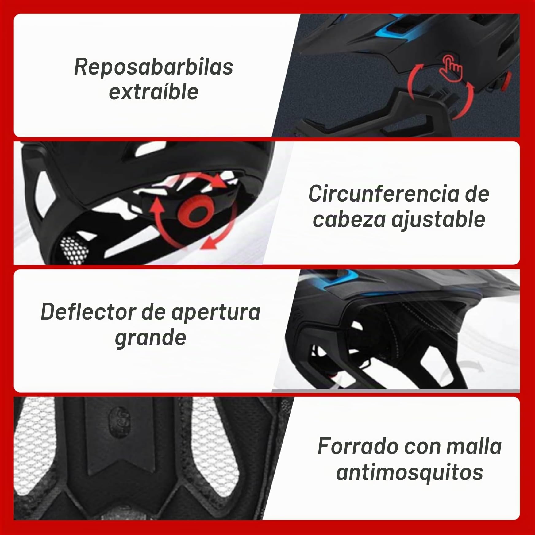 Casco de Bicicleta de Cara Completa, Casco de Bicicleta de montaña, niños Ajustables de Cara Completa con protección de múltiples Capas, absorción Transpirable y de Choque para al Aire Libre, niños