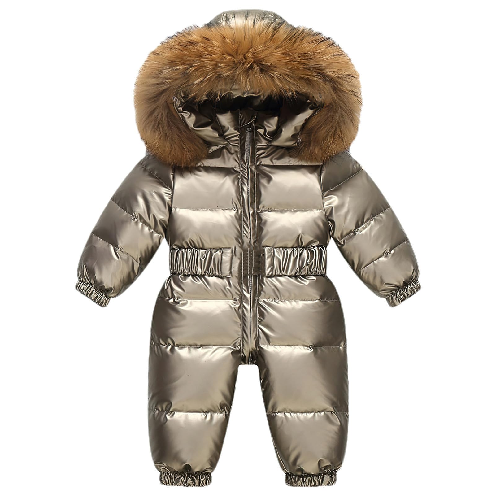 amropi Bébés Filles Combinaison de Neige à Fourrure Capuche Doudoune en Duvet Hiver Jumpsuit pour 0-5 Ans