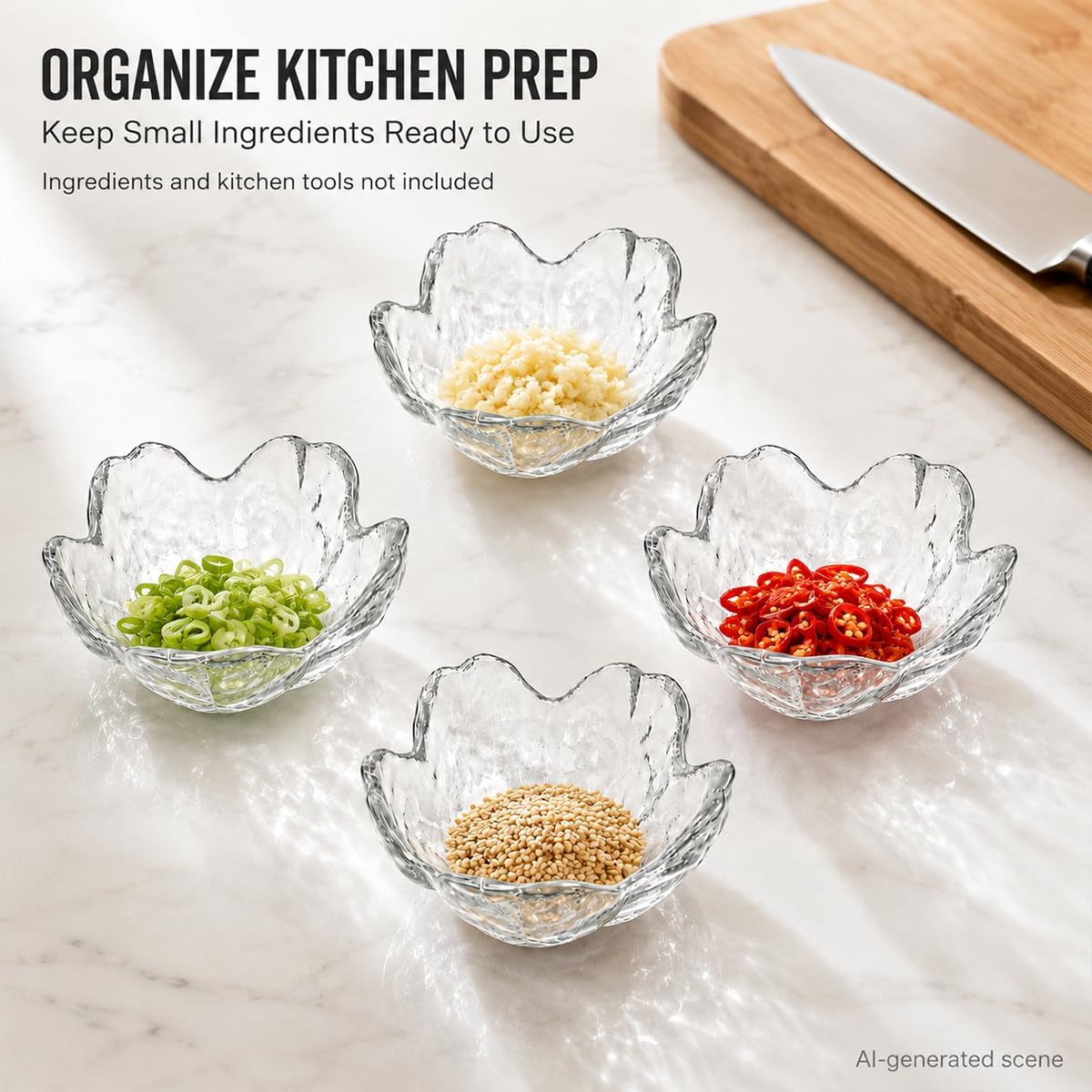 12 Clear Glass Sakura Dipping Bowls, 3.4-Inch Soy Sauce Dishes