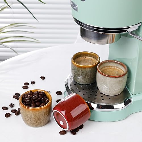Vista 83 de Juego de tazas de café de cerámica, tazas de café One Shot, tazas de café pequeñas de doble pared Demitasse para expreso, juego de tazas de café