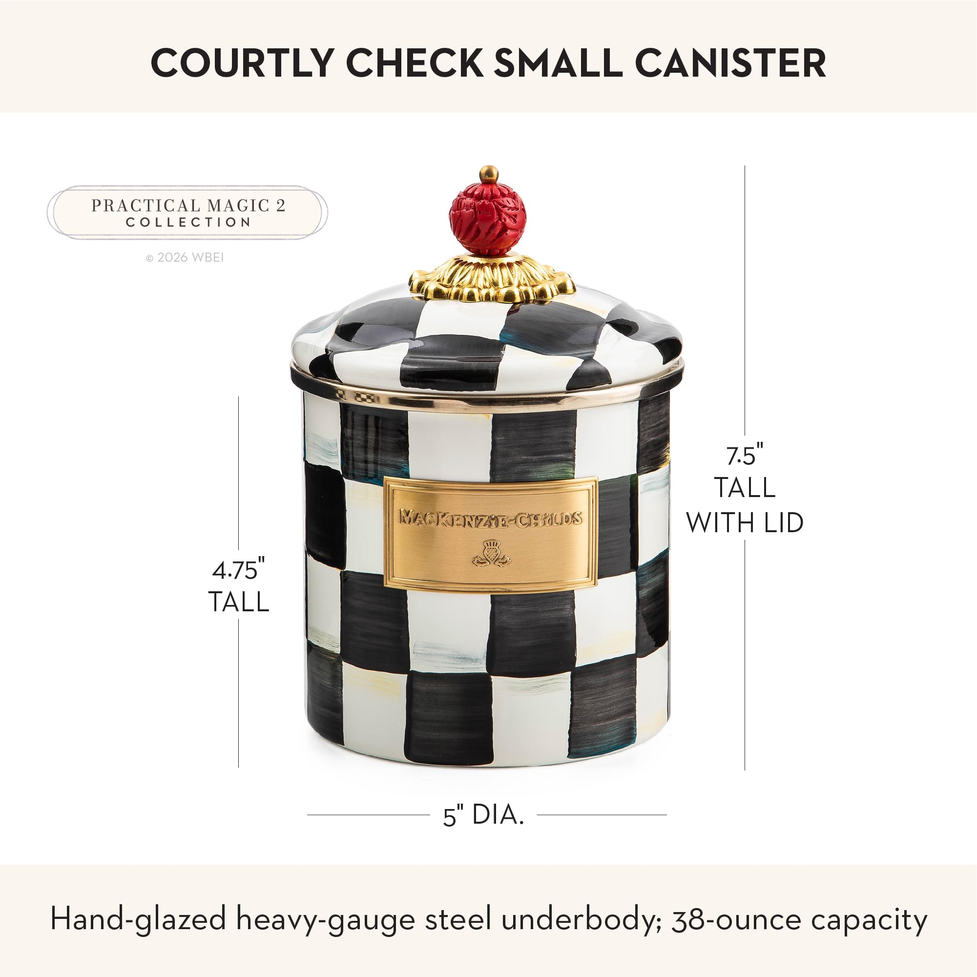 Amazon.com: MACKENZIE-CHILDS Enamel Canister, Small, Black-and