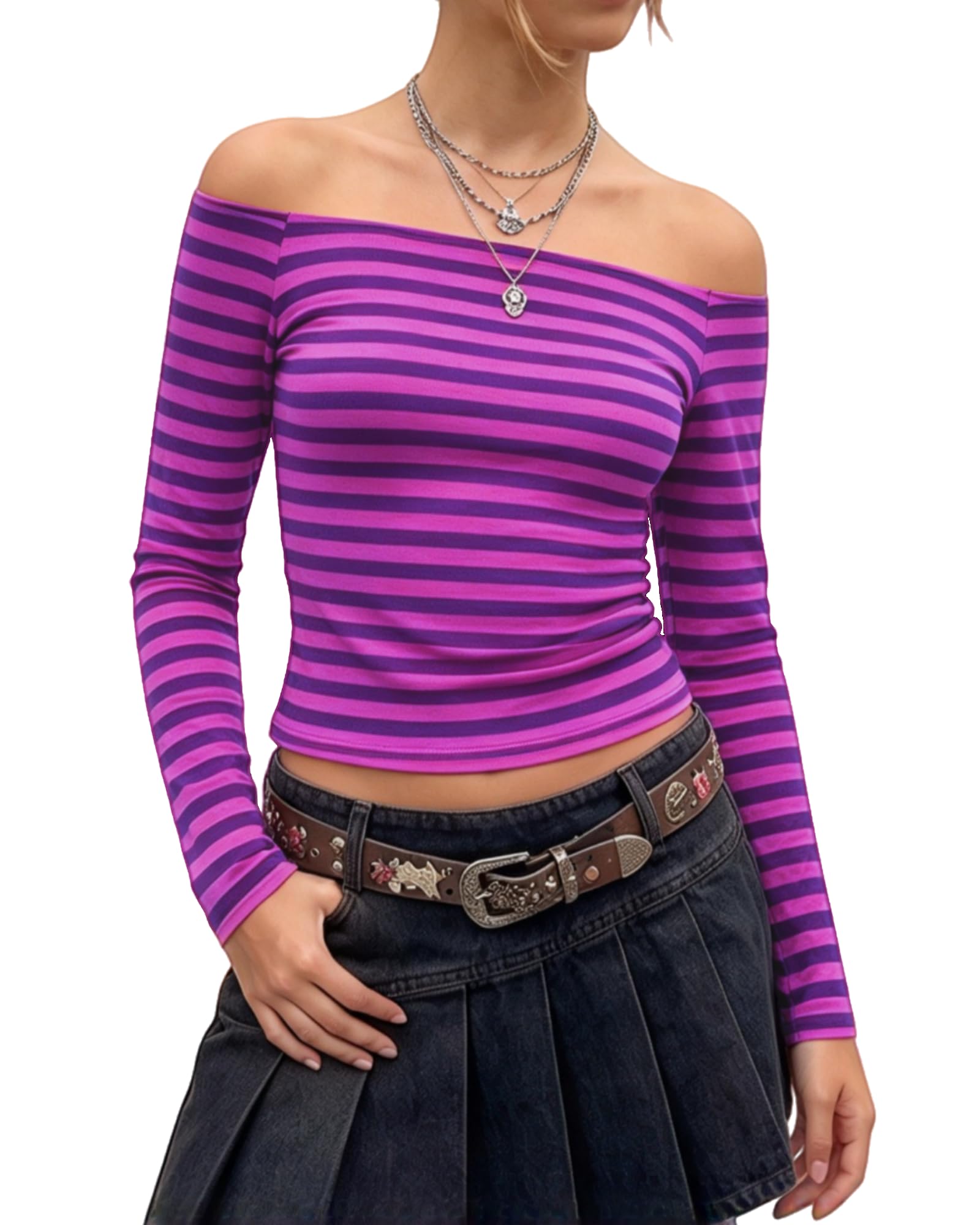 Women Vintage Striped Long Sleeve Shirt Halloween Cat Costumes