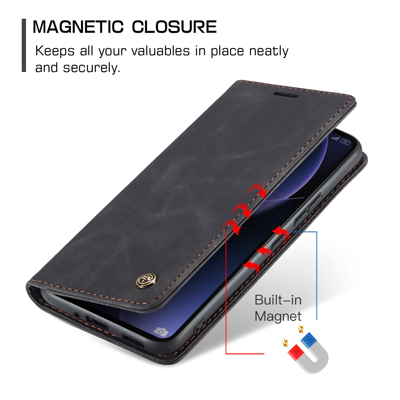 HAOYE Custodia Portafoglio In PU Per Xiaomi Mi 11T 5G / Mi 11T Pro 5G – Con Slot Carte, Supporto E Chiusura Magnetica, Nero - 5