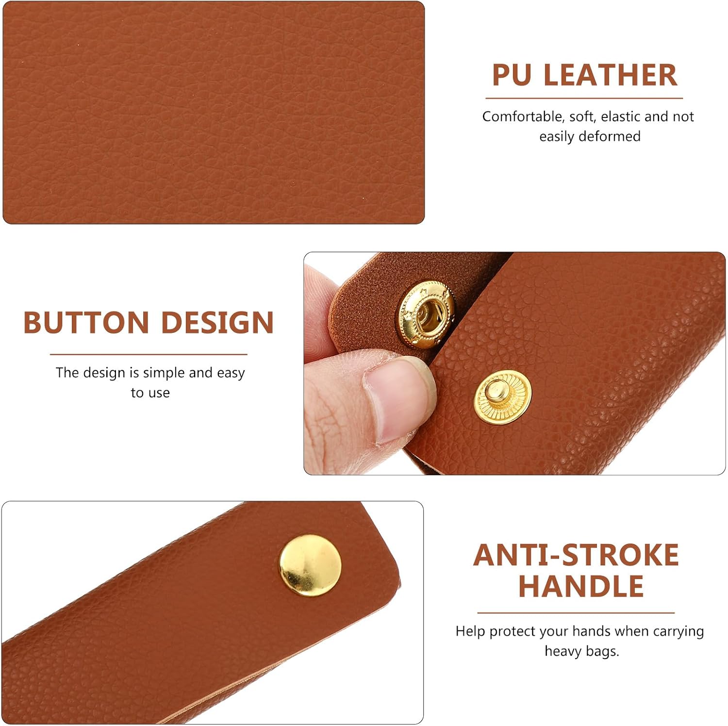 Pu Leather Handle Wraps 6Pcs Bag Handle Covers for Handbag Purse Suitcase Protectors Durable Replacement Straps for Travel Luggage Accessories