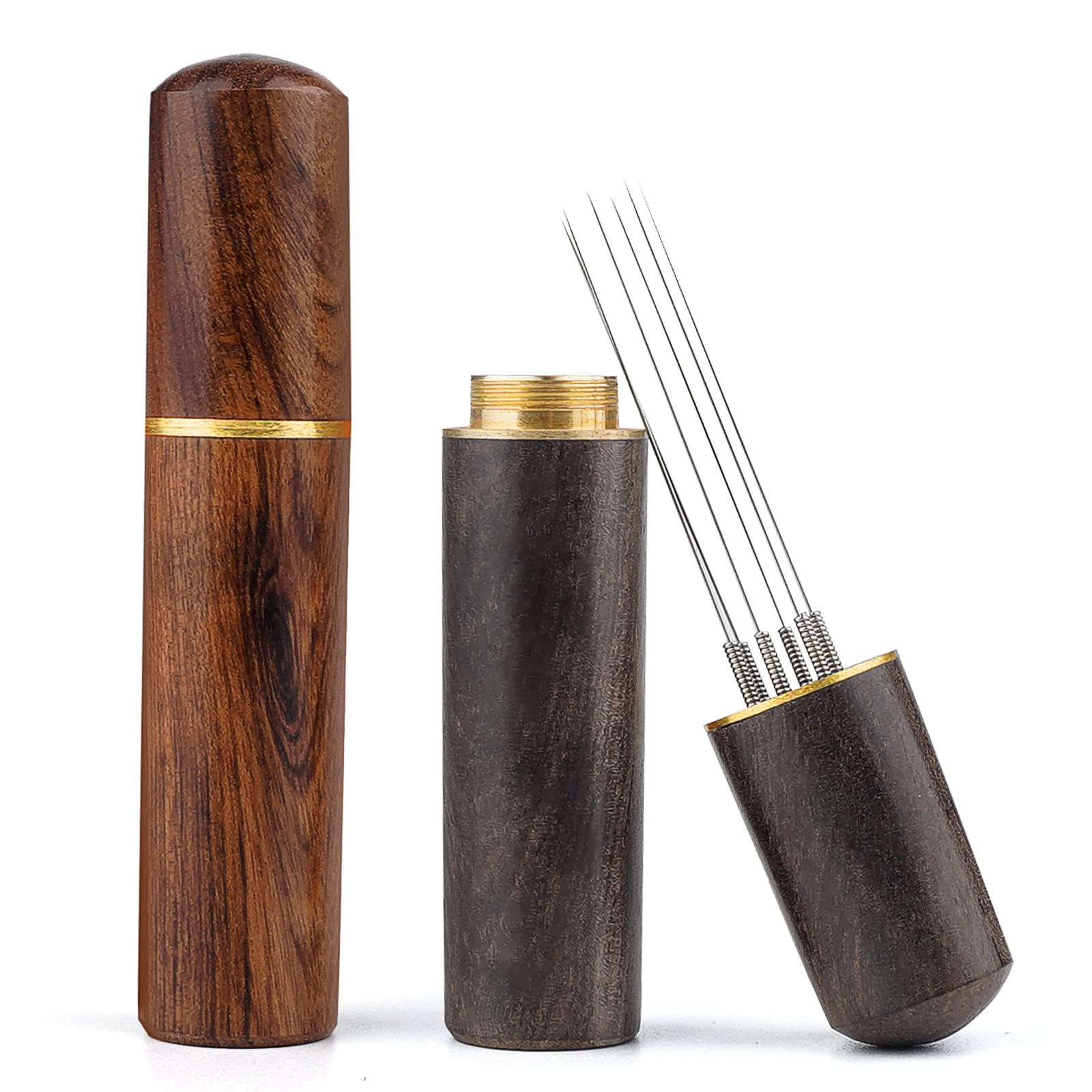 NOSKIN 2 Pcs Espresso Distribution Tool, Espresso Stirrer Tool,wdt tool espresso, 6 Needles Espresso Coffee Stirrers Espresso Needle/Wood Handle Base Distributor for Home Kitchen Cafe