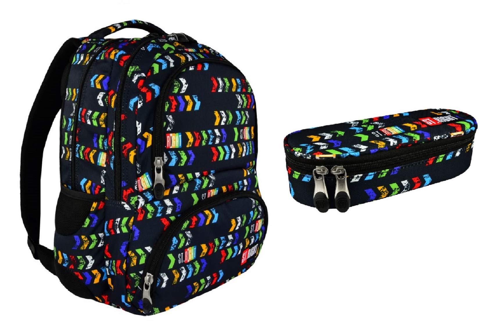 St.Right Arrows Ensemble Sac à Dos avec Poche Thermique + Trousse Scolaire élémentaire Moyenne supérieure pour garçons