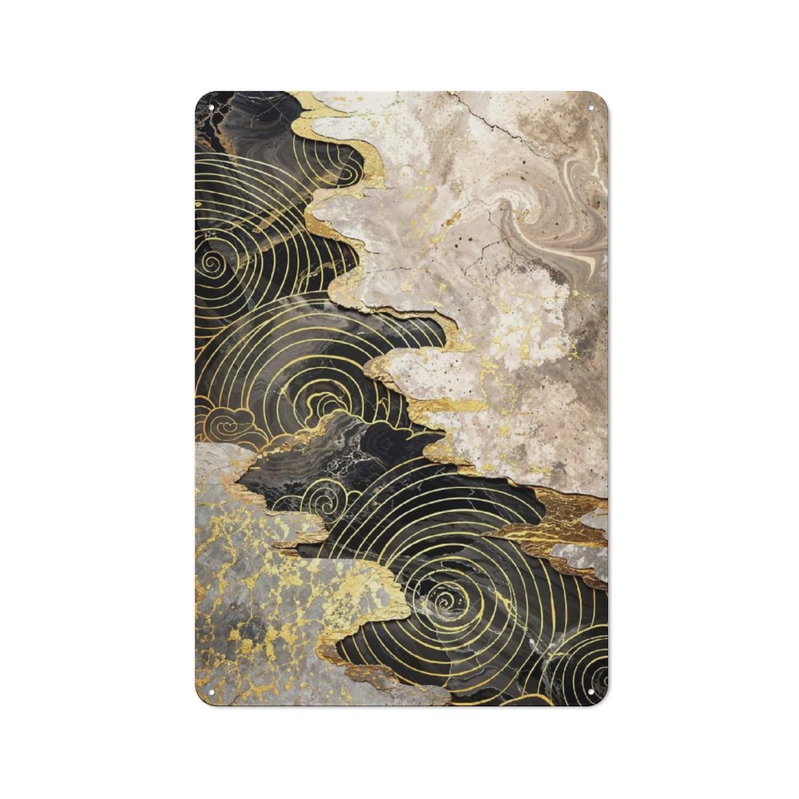Junmoney Style-23-1 Vintage Metal Sign 30X20cm Featuring Golden Spiral Harmony For Pub Or Café, Wall Decor For People Reorganising Pub And Café