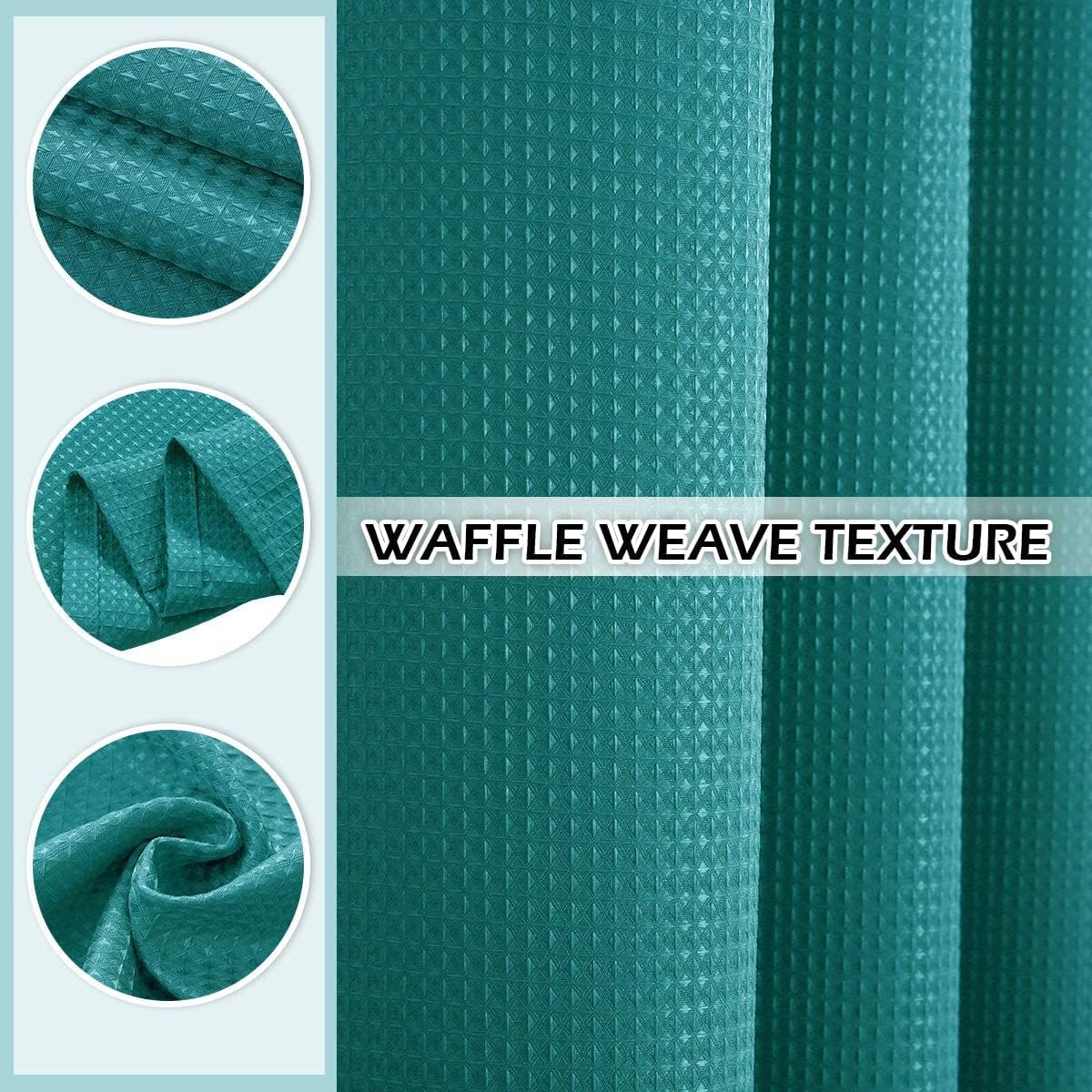 SPXTEX Teal Blue Shower Curtains for Bathroom 78 inches Long Waffle Waterproof Shower Curtains Farmhouse Modern Square Textured Shower Curtains with Hooks for Bathroom Decorative Shower Room 72" X 78"