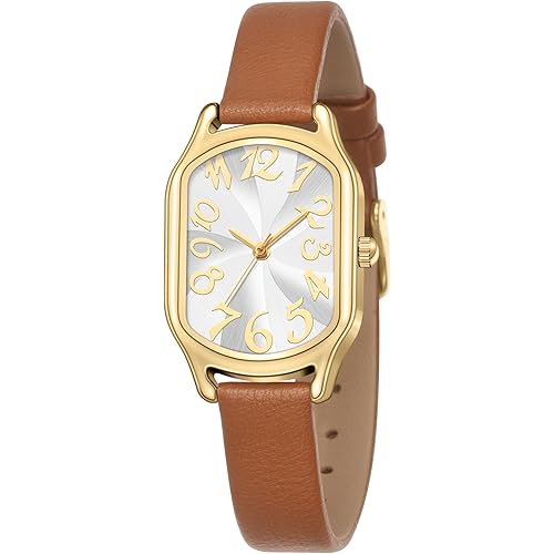 Asan Ge Women's Leather Strap Watch, Elegant Stylish Square Watches for Women, Waterproof Womens Watch with Classic Vintage Dial Design