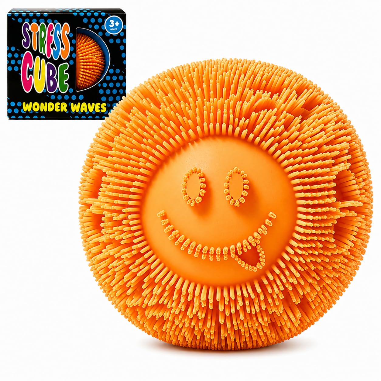 Fuzz Ball Squishy, Squishy Fidget Toys, Smiley Face Slow Rising Squishies Stress Balls, Stress Relief Malt Sugar Fuzz Balls Sensory Squeeze Toy for Kids Adults, Office, School, Home (orange)