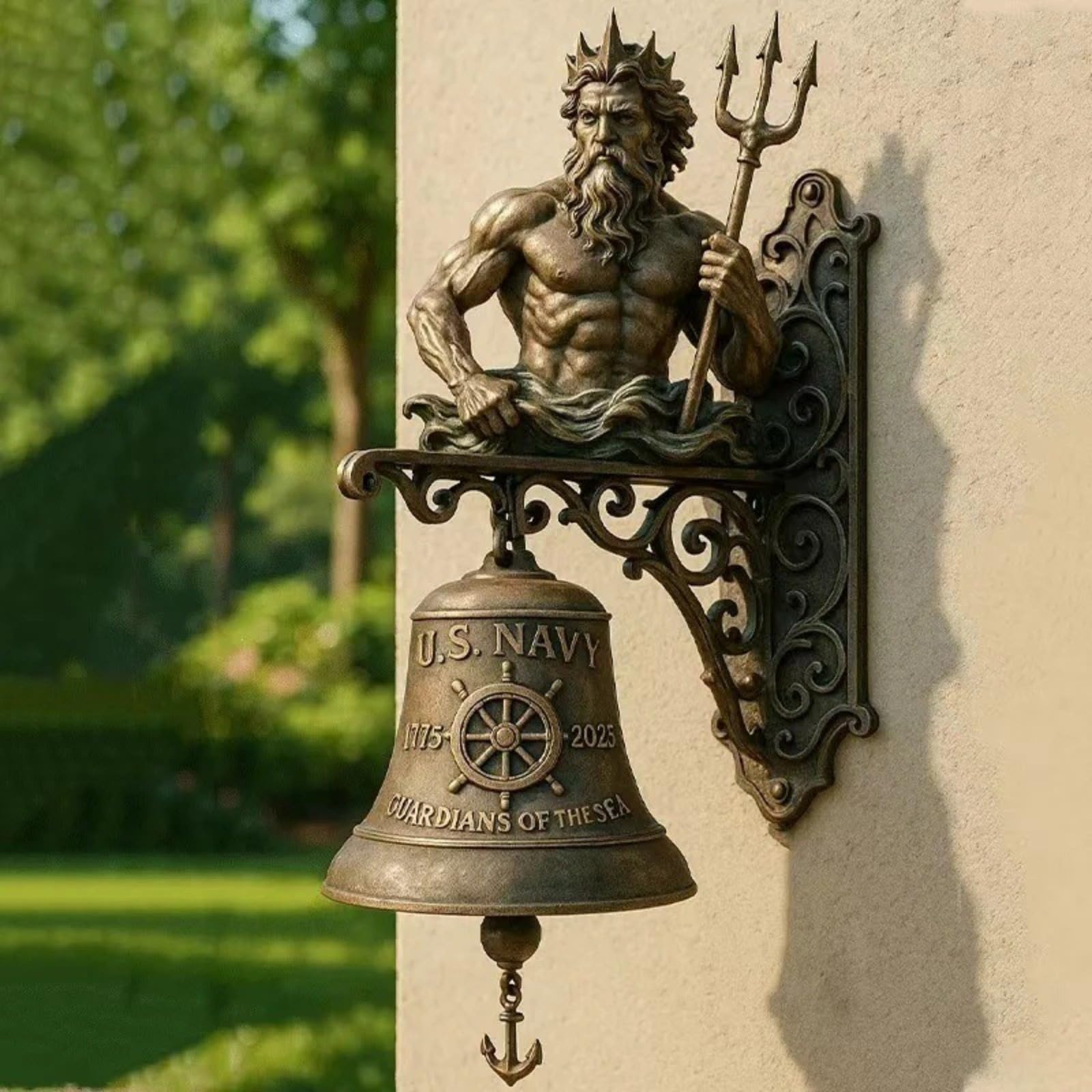 Timbre Vintage para Perro, Escultura Realista de Perro con Campana de latón, Campana rústica de Pared de Bienvenida para Puerta Principal, Cancela de jardín, Tienda, terraza, Porche, Bulldog