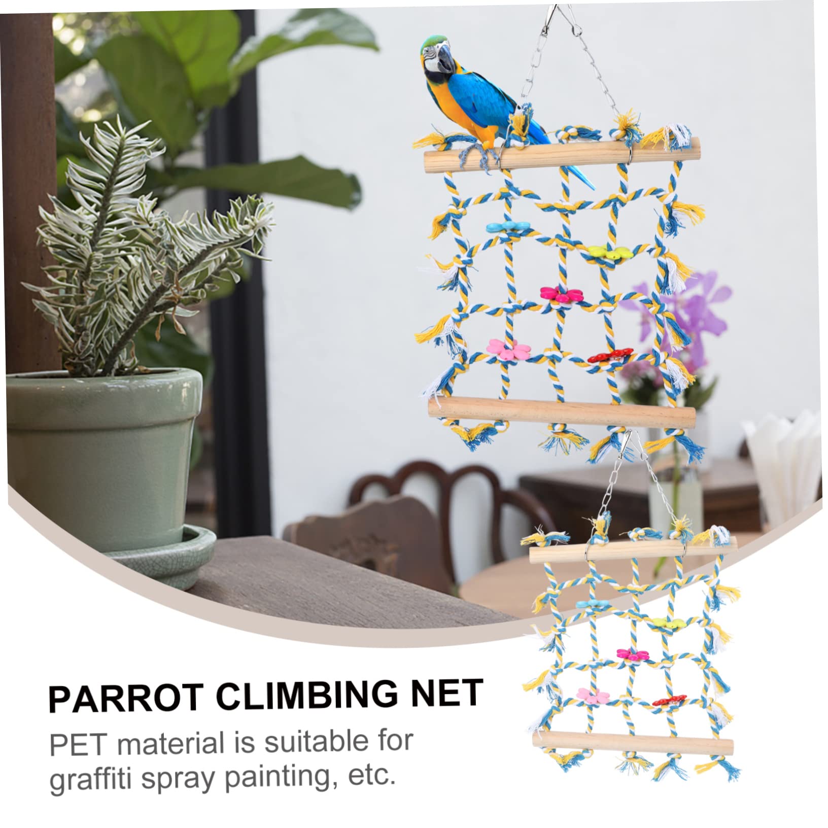 FRCOLOR 2 Pz Rete Arrampicata per Pappagalli Accessori per Gabbie Furetto Giocattolo Pappagallo per Scaletta Giocattoli Gabbia Giocattoli Maglia di Cotone E Lino Pet Mordere