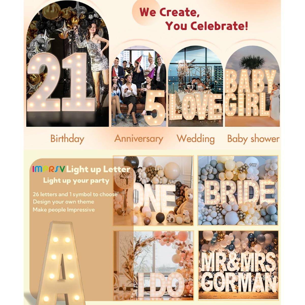 Letrero Luminoso Grande Con Números Y Letras, Blanco, Marquesina De Espuma Decorativa 90 Cm Precortada For Fiestas, Cumpleaños, Celebraciones, Aniversarios Graduaciones(A,70cm/2.3ft)
