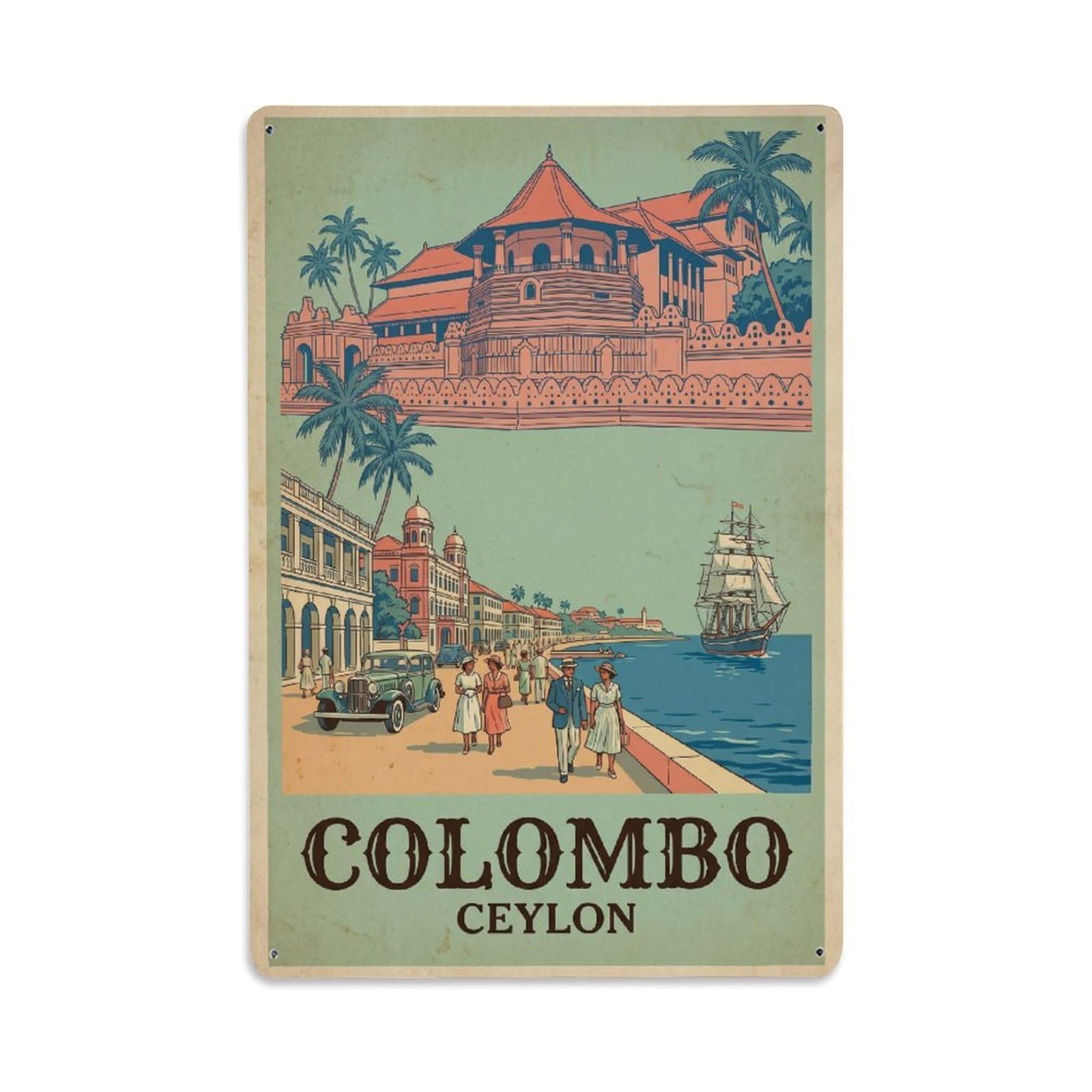 Metal Tin Sign Sri Lanka Colombo Vintage