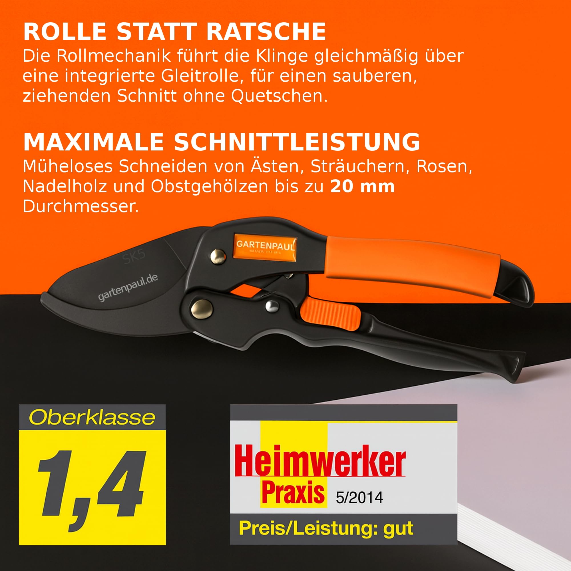 Profi Gartenscheren-Set Rollschere R1 + Lady Gartenschere, höchste Qualität seit 30 Jahren, präzise Garten-Schere Gartenwerkzeug Baumschere Astschere Blumenschere Rosenschere Schneider