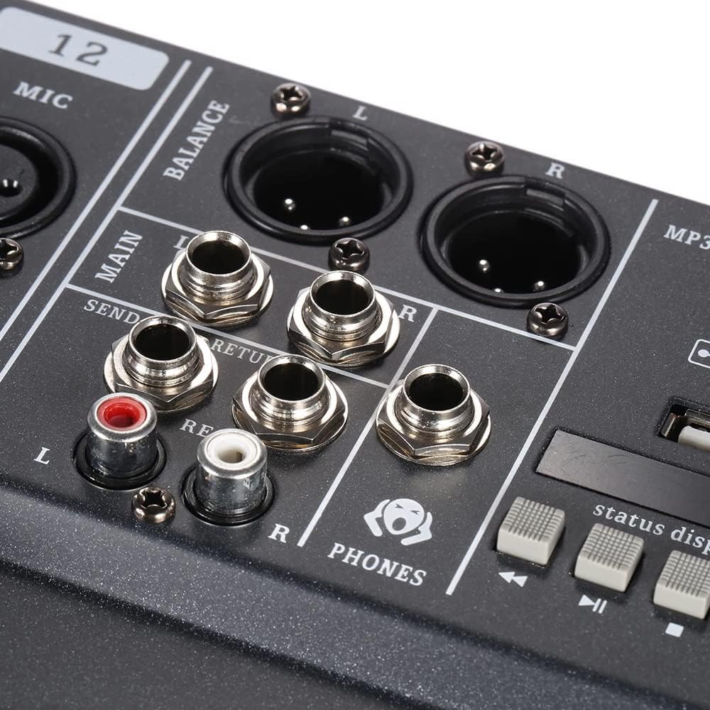 120S-USB12チャンネルマイクラインオーディオミキサーミキシングコンソールUSB XLR入力3バンドEQ48Vファンタム電源(