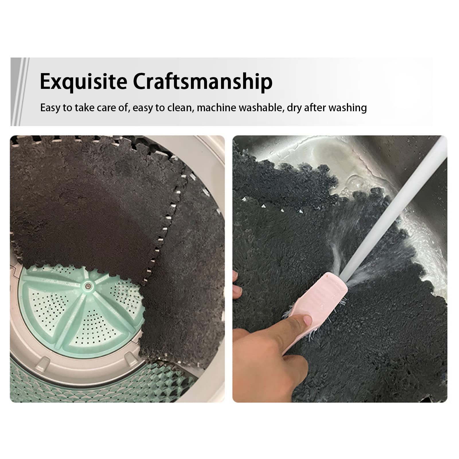 9/12/15/16 Stück Ineinandergreifende Schaumstoff-Teppichfliesen, Weiche, Flauschige Plüsch-Teppichmatte, Kriechende Spielmatte, Puzzlematte, Für Schlafzimmer, 30 X 30 cm,Pink+Purple+White,16 PCS