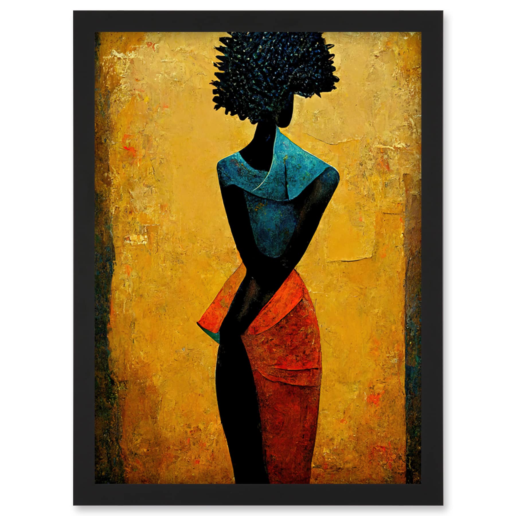 Doppelganger33 LTD Abstract Oil African Woman Artwork Framed Wall Art Print A4
