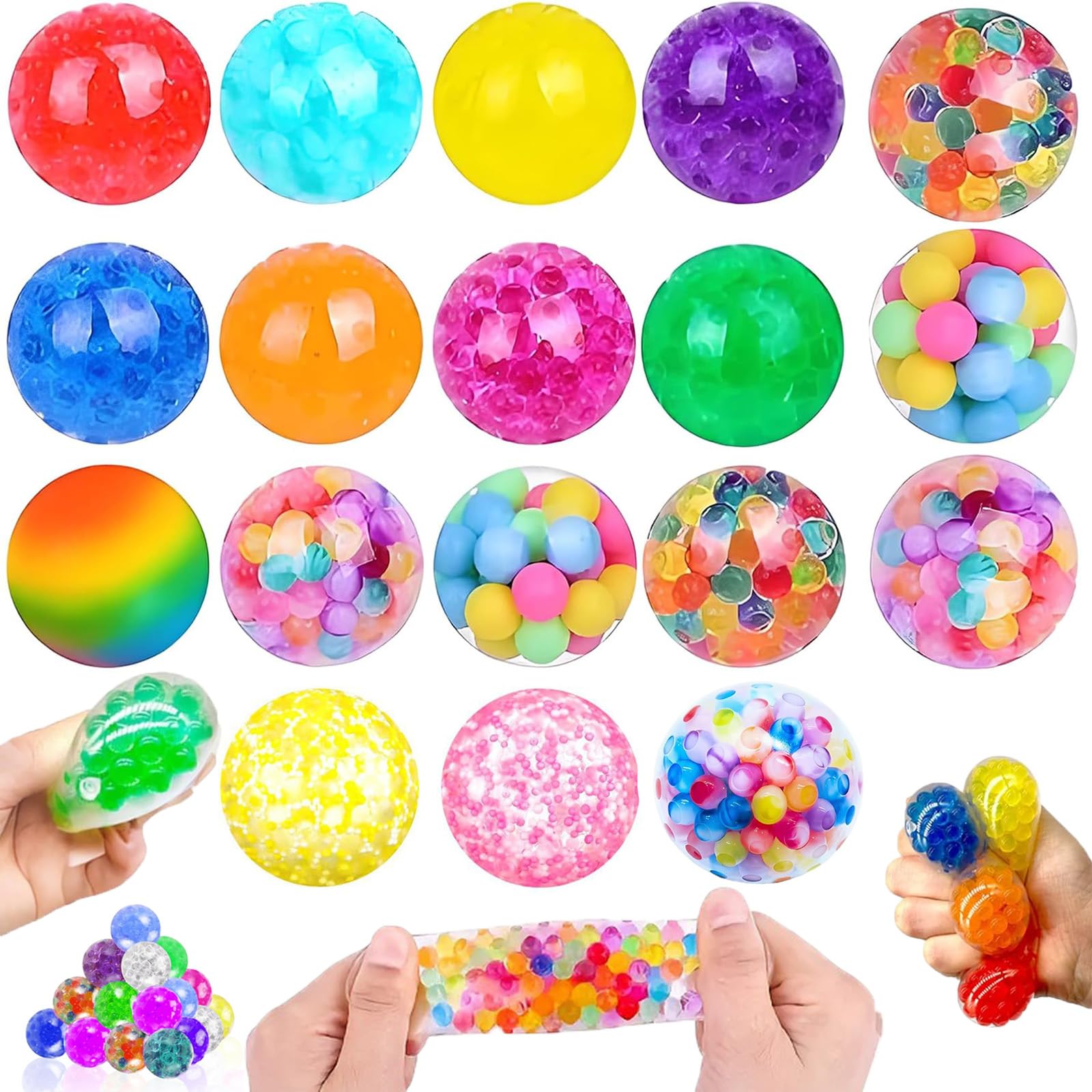 Novastream 18 Pack Squishy Stress Ball Fidgets, Squishy Fidget Toys for Adults & Teens 14+, Sensory Squishy Balls for Stress Relief and Relaxation