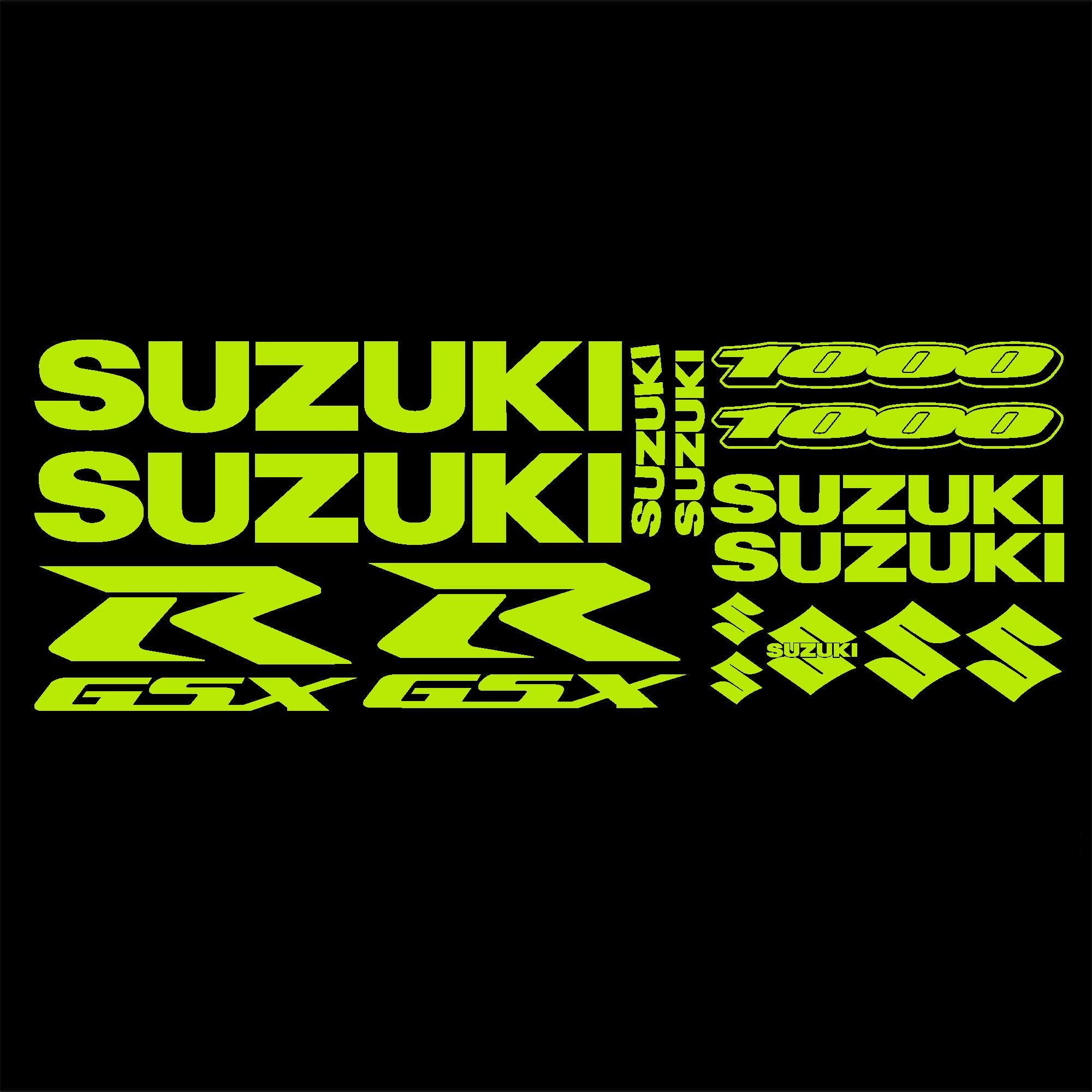 SUZUKI GSXR 1000 Fluorescente Giallo adesivi grafiche X 10 pezzi