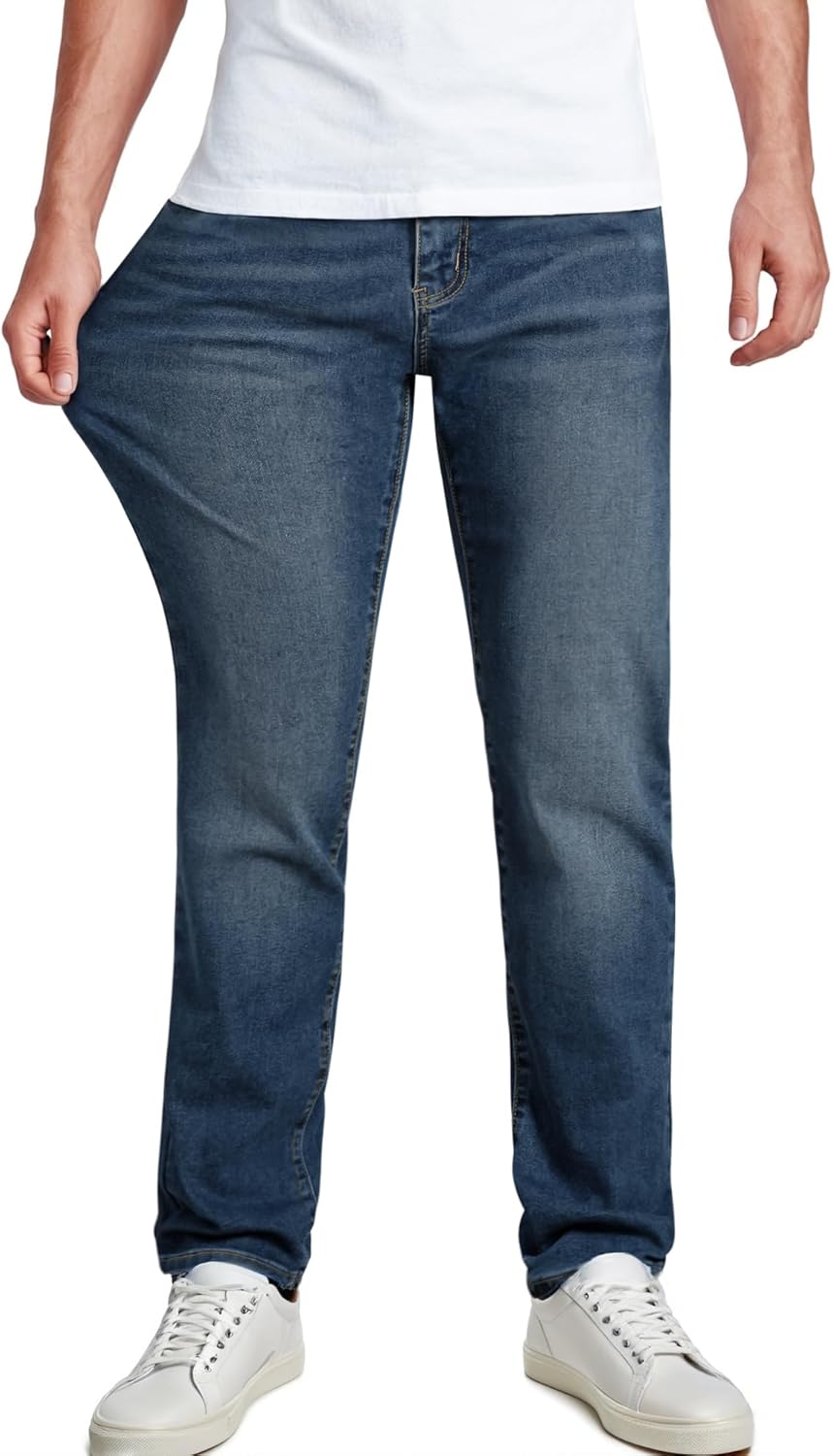 JMIERR Men's Stretch Jeans Regular Fit Straight Leg Casual Denim Pants
