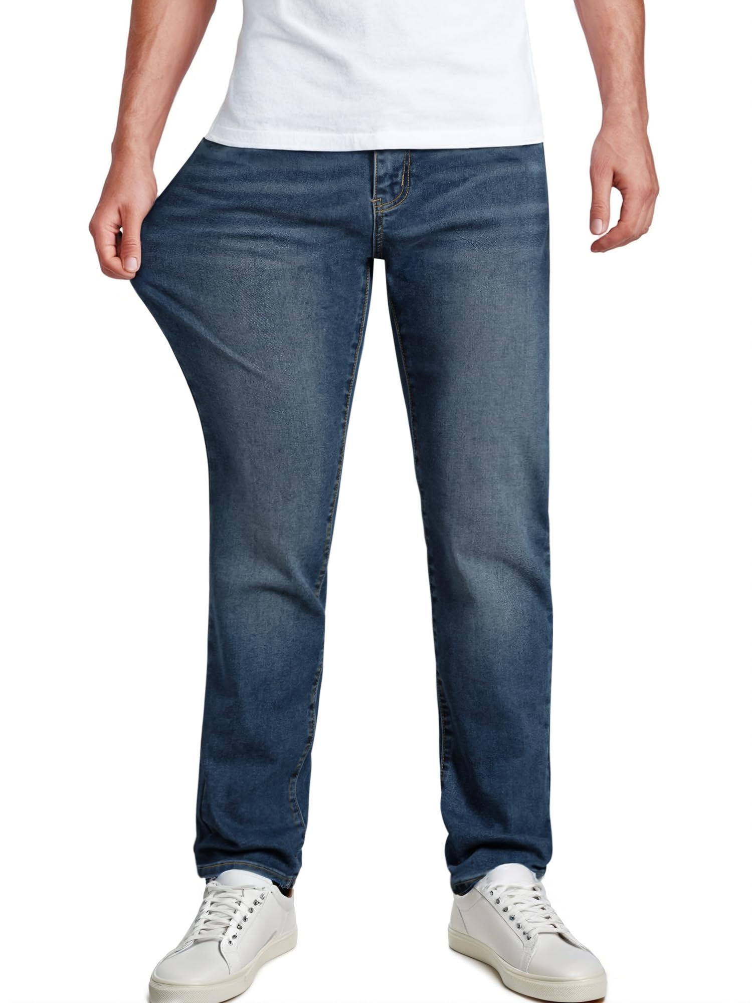 JMIERR Mens Stretch Jeans Regular Fit Straight Leg Casual Denim Pants