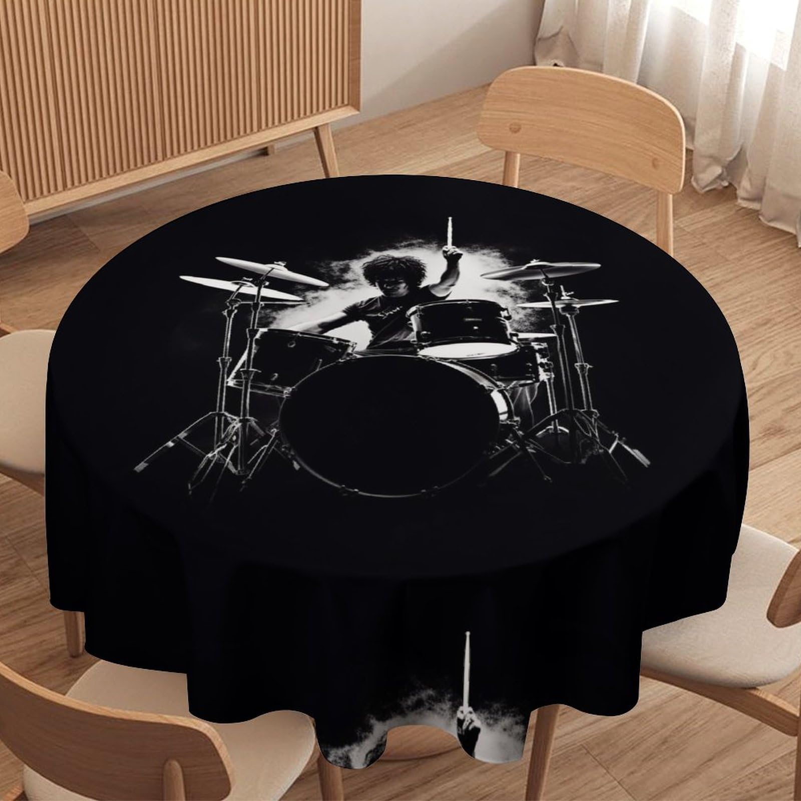 Nappe ronde imprimée batteur lavable pour table de cuisine