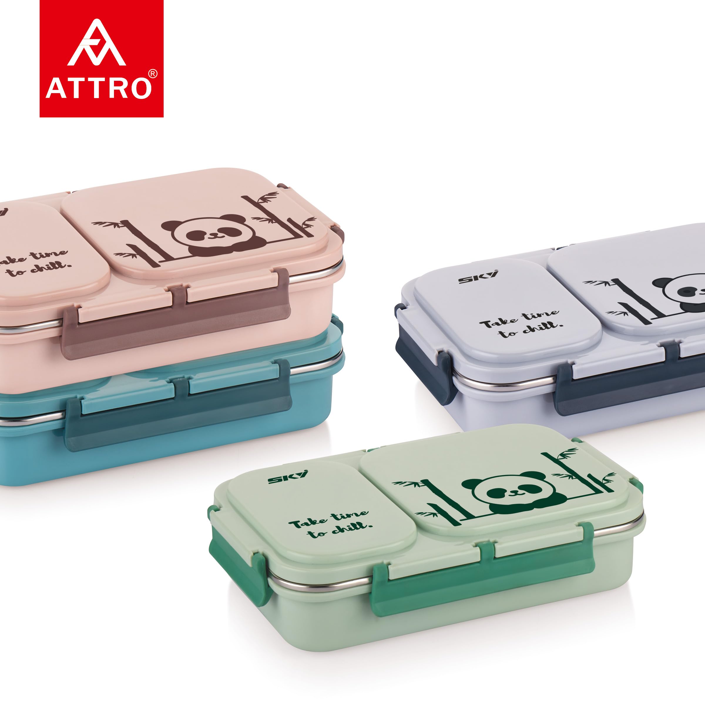 Attro Legacy 2 - Lonchera aislada con dos compartimentos sin BPA, de grado alimenticio, a prueba de fugas, ideal para la escuela, picnic, oficina y al aire libre, 600 ml, color azul