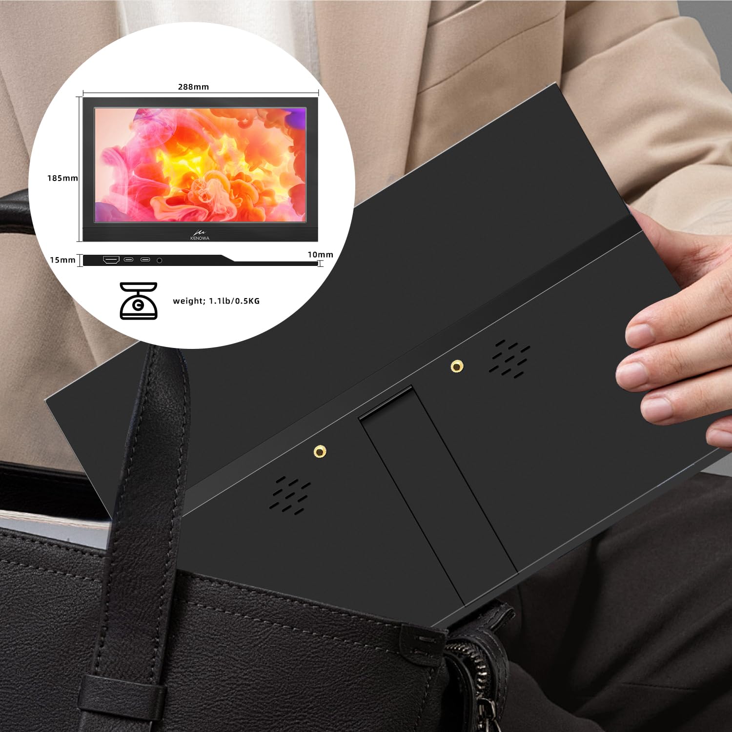 Kenowa Monitor portátil de 11,6 pulgadas con pantalla IPS dual C/HDMI FHD 1920 x 1080 LCD monitor externo para Windows 7 8 10 OS PS3 PS4 Xbox Mac Raspberry Pi B ordenador portátil