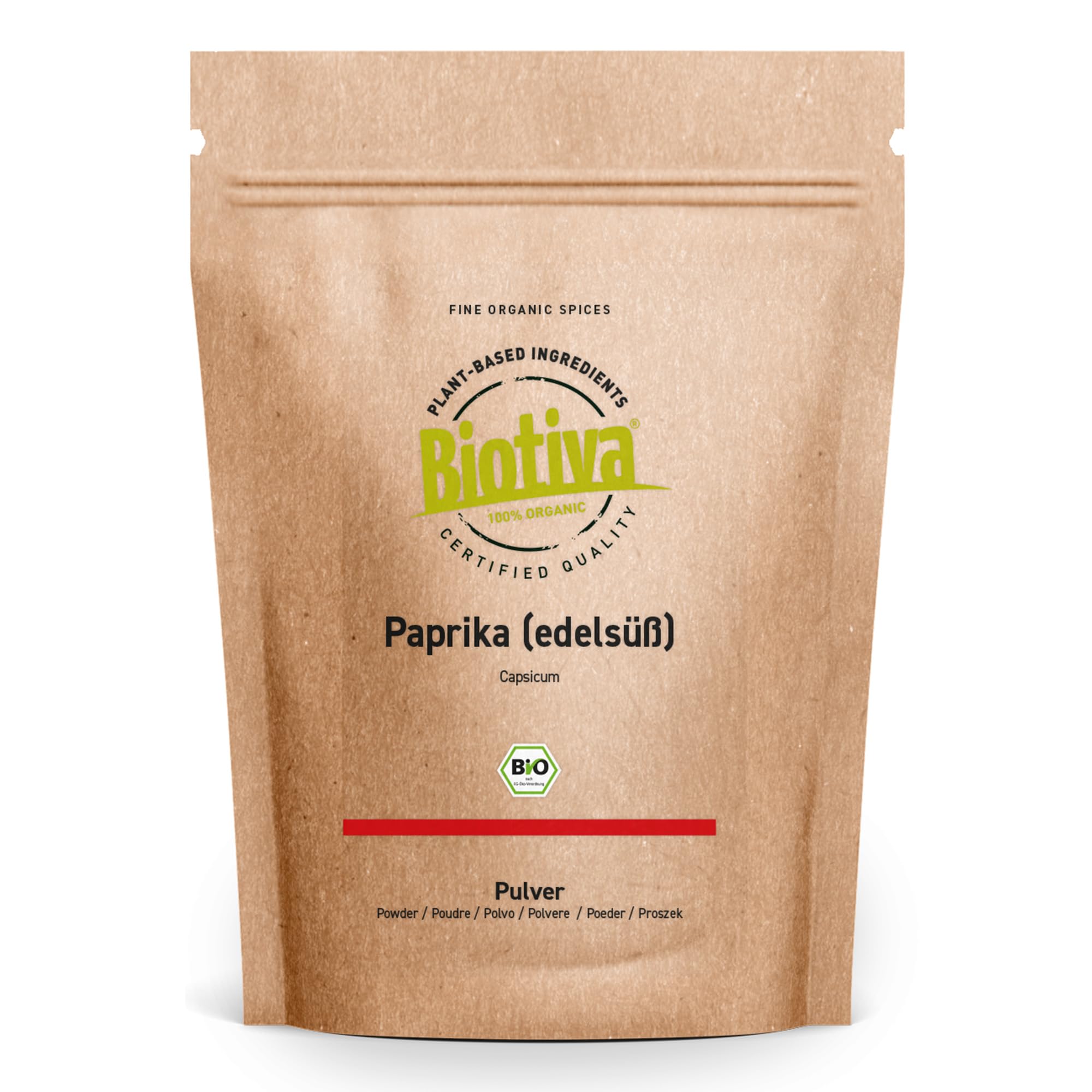 Biotiva Sweet Peppers, Finely Ground Organic 250g - Paprika Powder Hungarian - 100% Organic Quality - Highly Aromatic - Gourmets and Experts - Packed and Controlled in Germany (DE-ECO-005)