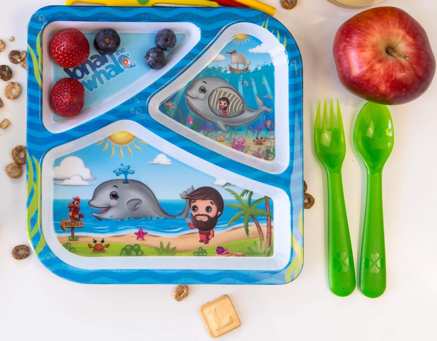 3 Piece Multicolor Toddler Dinnerware Set - BPA Free, Dishwasher Safe, Lightweight and Easy to Hold