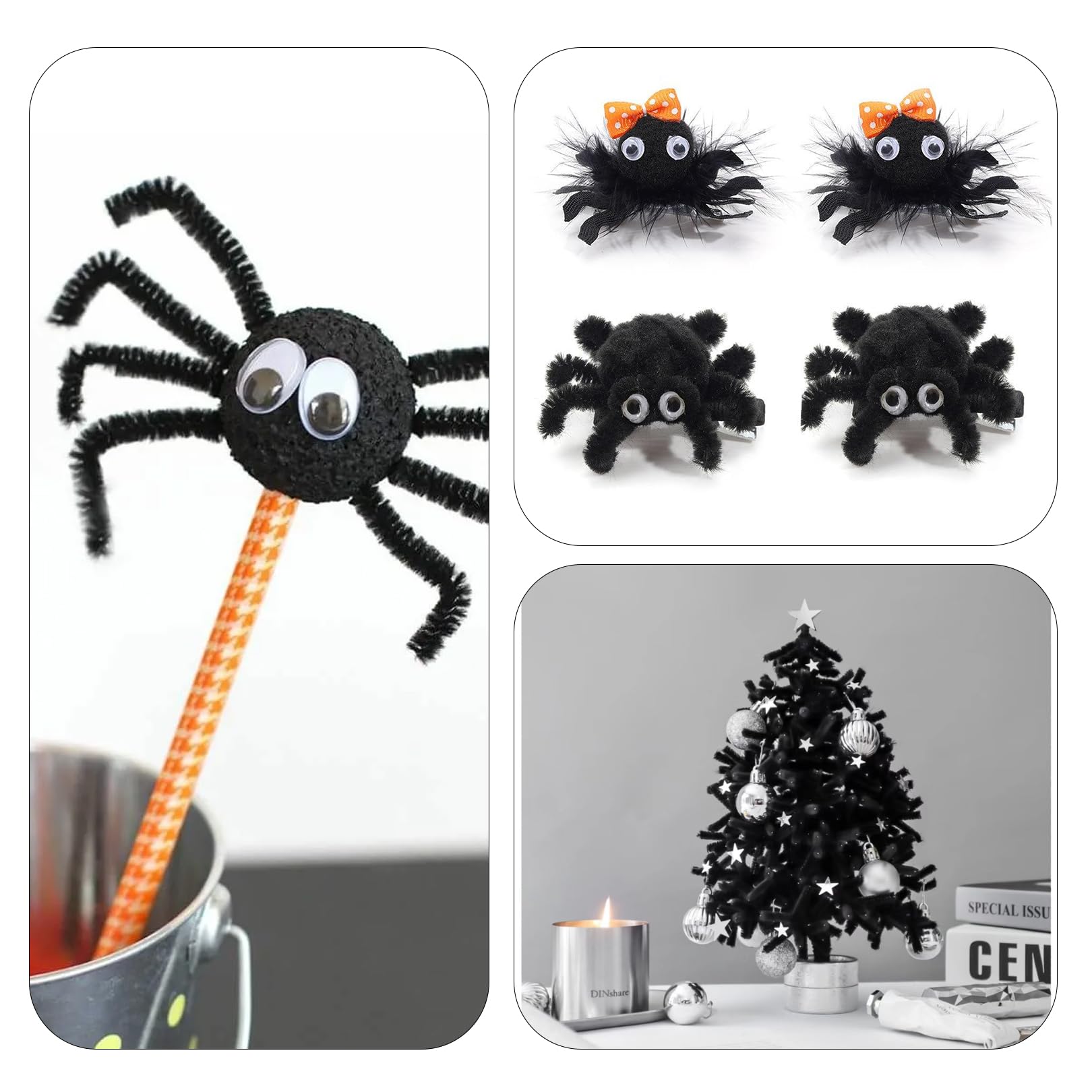 200 Scovolini Neri Per Artigianato - Flessibili, In Ciniglia, Per Decorazioni Fai Da Te, Halloween, Attività Creative