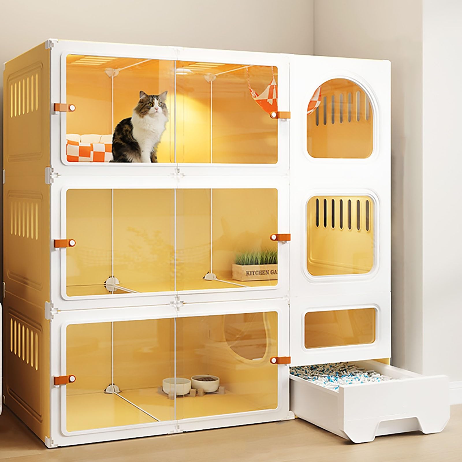Amazon.co.jp: 場所を取らない猫の別荘、DIY 2/3/4段猫ケージ、屋内猫