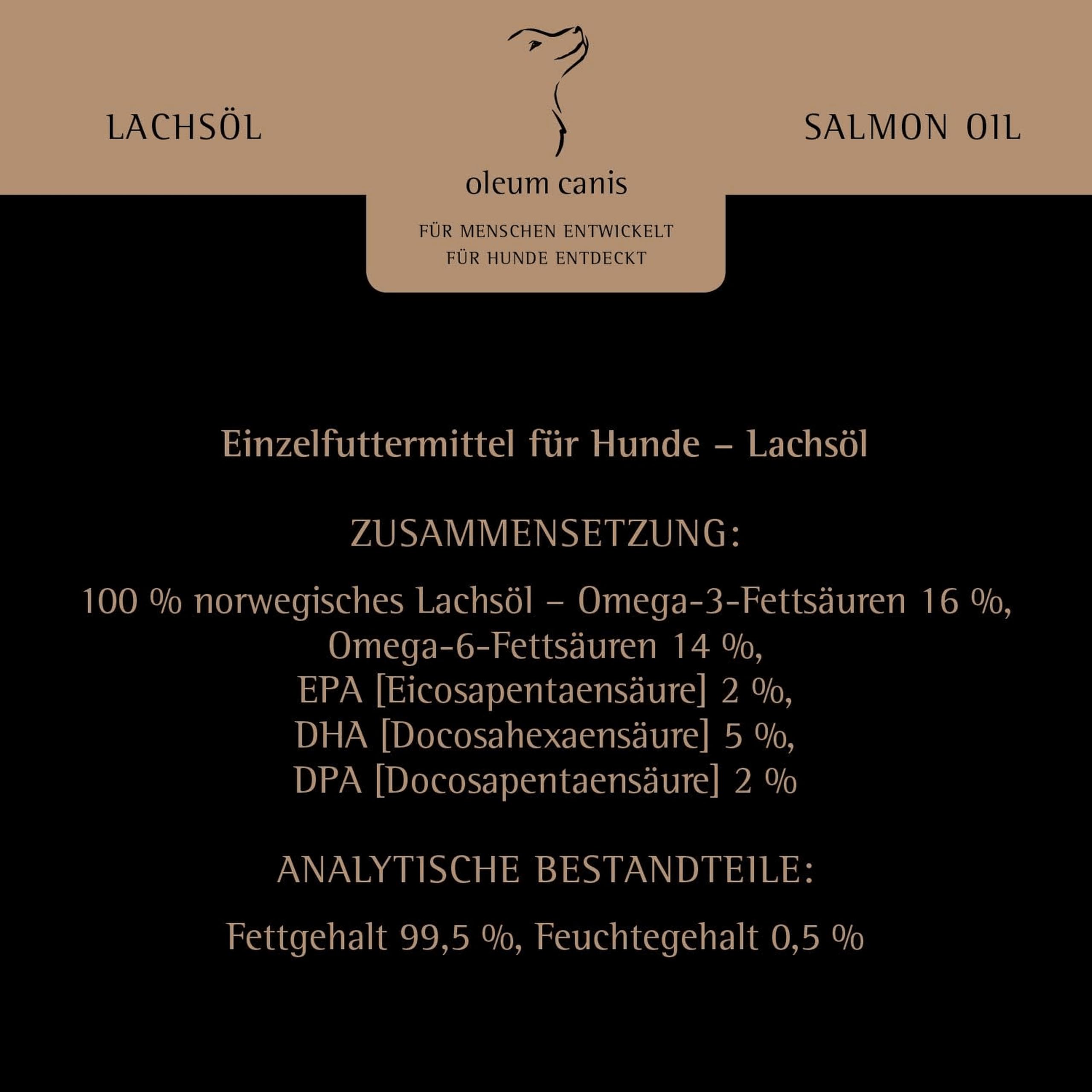 GranataPet Oleum Canis Lachsöl, Nahrungsergänzung für Hunde, schmackhaftes Lachsöl mit Omega-3 & Omega-6-Fettsäuren, 1 l
