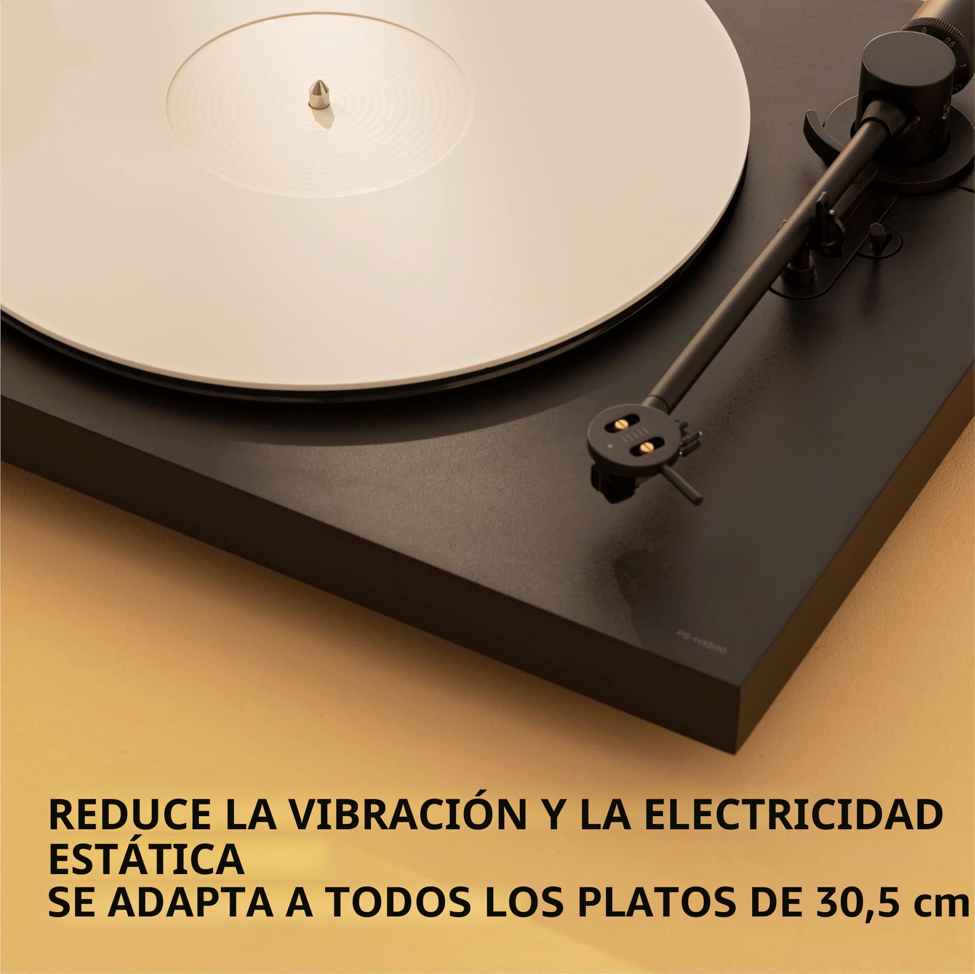 Big Fudge Alfombrilla para Tocadiscos - Alfombrilla Giratorio de Acrílico para Discos de 12 Pulgadas - Reduce Vibración y Estática - Color Blanco