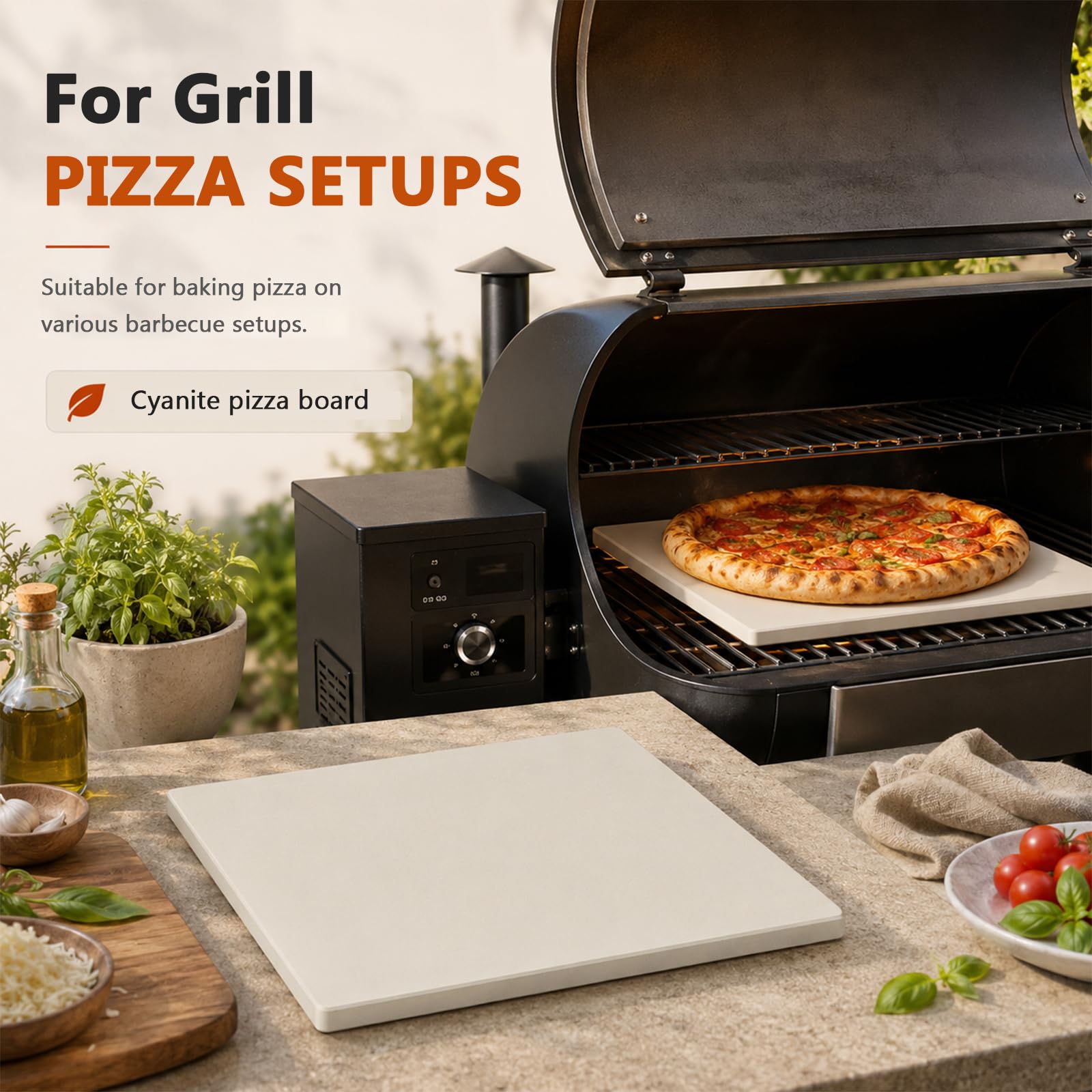 Pietra per pizza per forno a gas, 30,5 cm, rettangolare, in cordierite