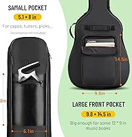 Vista 4 de CAHAYA Funda para Guitarra Acústica con Acolchado de 0.35 Pulgadas de Grosor para Guitarras Acústicas de 40 41 42 Pulgadas Impermeable con Correa