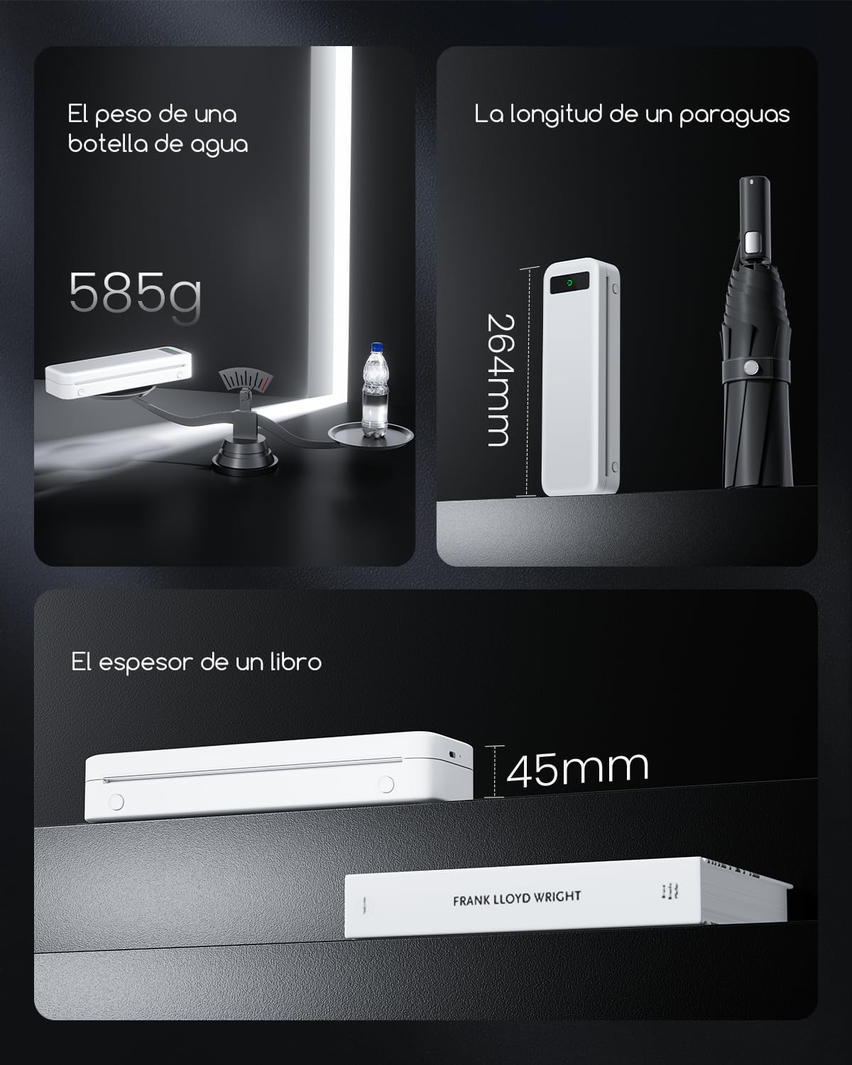 TATTMUSE Impresora Portatil a4, Bluetooth Impresoras Termica para Papel Térmica Casa Mini Movil Portatil Sin Tinta Wireless Portátiles Printer, Blanco