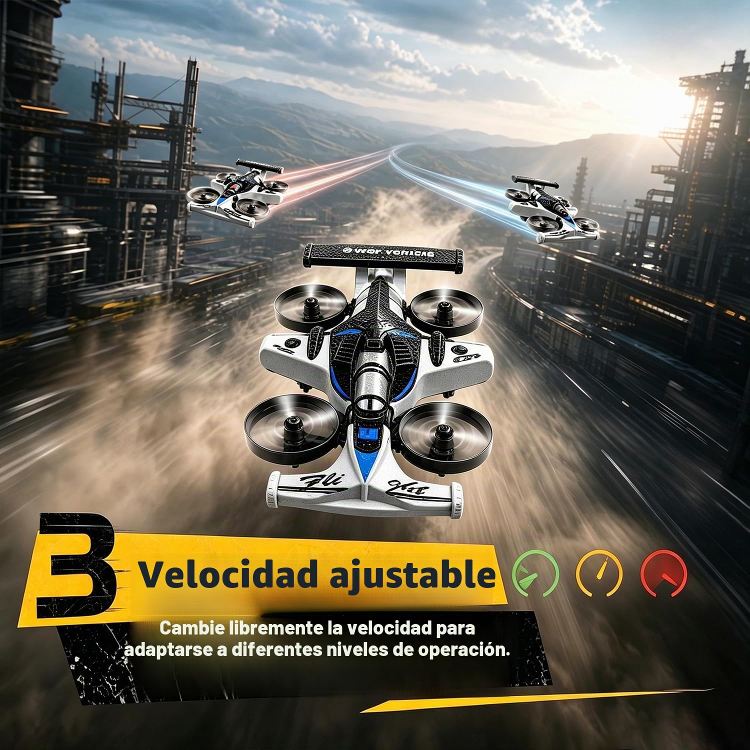 HAWK'S WORK Dron Coche F1 2en1, Juguete RC Interior/Exterior (Blanco) | Modo dual coche/dron, controles fáciles, ligero, seguro para diversión en interiores y exteriores