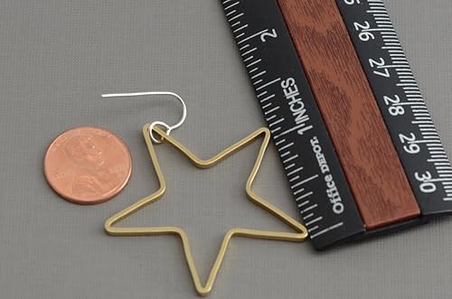 Miniatura 2 de Large star gold brass hoop earrings cowgirl western southwestern dangle earrings for men women