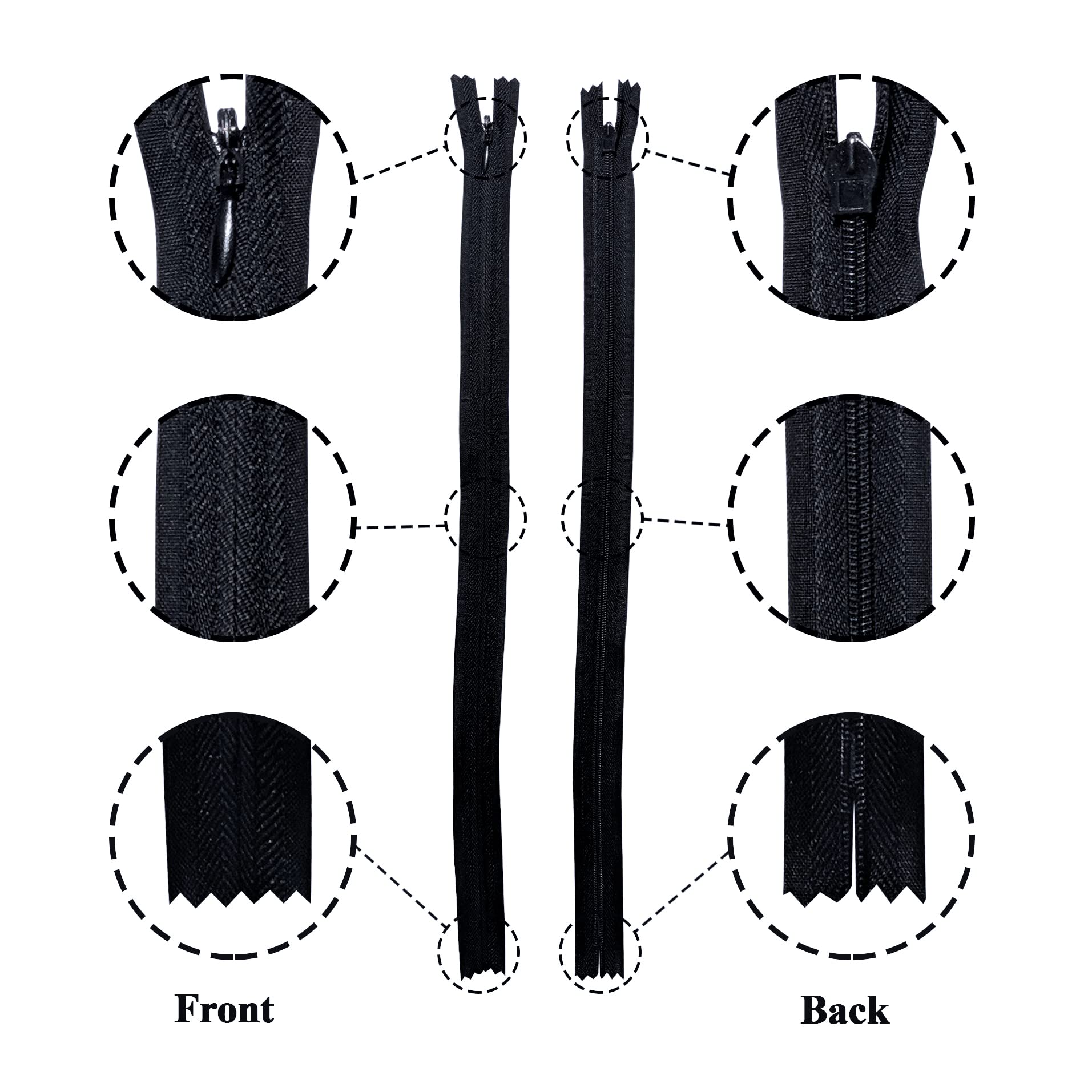 20 Stück Unsichtbare Reißverschlüsse - 18cm Set In 20 Verschiedenen Farben