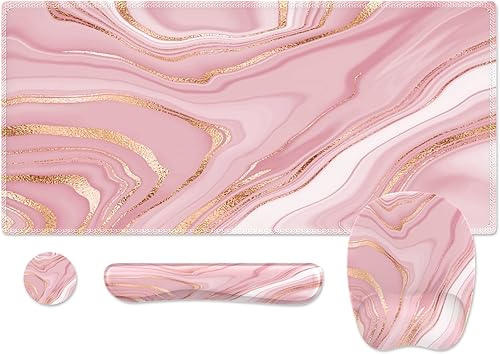 Alfombrilla de mouse y reposamuñecas para teclado, alfombrilla de mouse ergonómica con espuma viscoelástica, base de goma antideslizante,