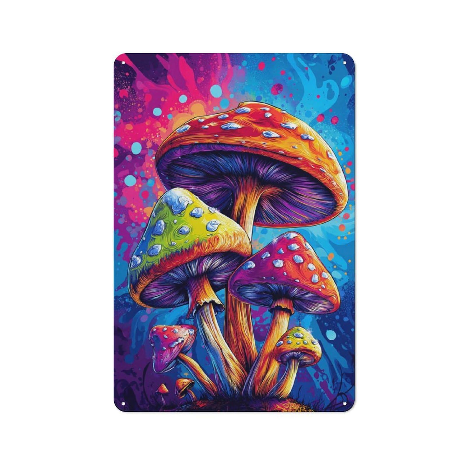 Junmoney Vibrant Mushroom Fantasy Classic Metal Sign 30X20cm Featuring Bar Wall Plaque For Diner, Restaurant, Shed Or Kitchen