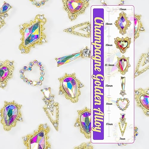 Vista 61 de 36 dijes de uñas de corazón rojo, de aleación de lujo dorada, dijes de San Valentín para uñas, diamantes de imitación rojos en 3D, diamantes