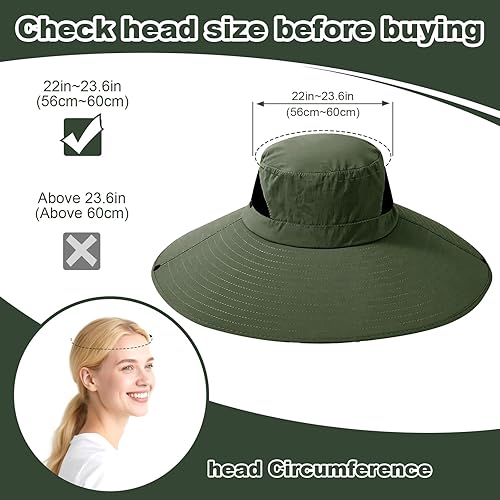 Miniatura 4 de Sombrero de sol de ala súper ancha para hombres y mujeres, camuflaje verde..